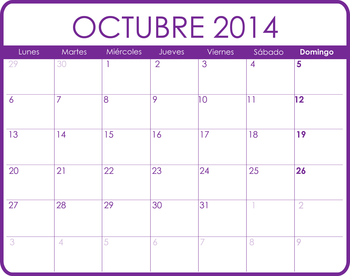 Octubre 2014 Descarga Tu Calendario Imprimible