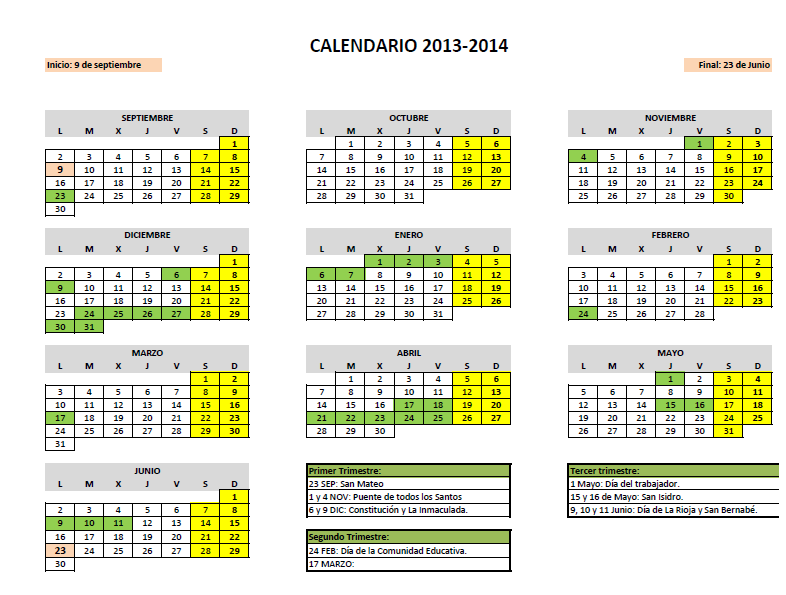 Calendario escolar La rioja 2013-2014
