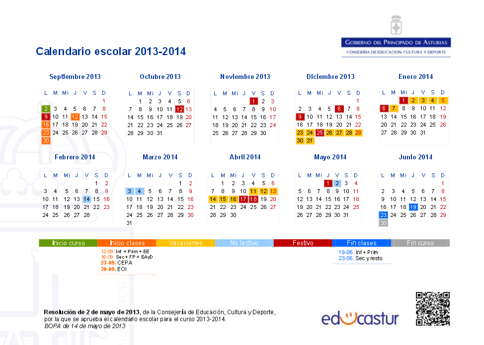 Calendario escolar asturias 2013-2014