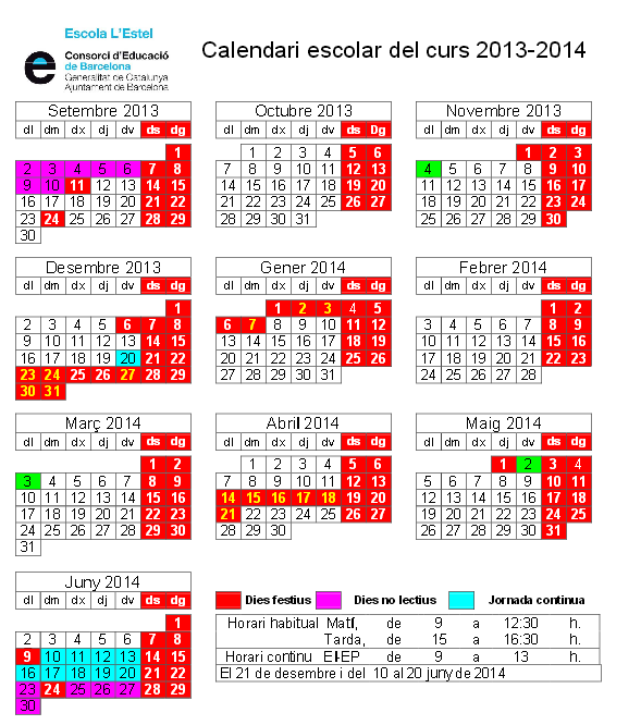 Calendario escolar catalunya 2013-2014