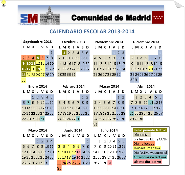 Calendario escolar comunidad madrid 2013-2014