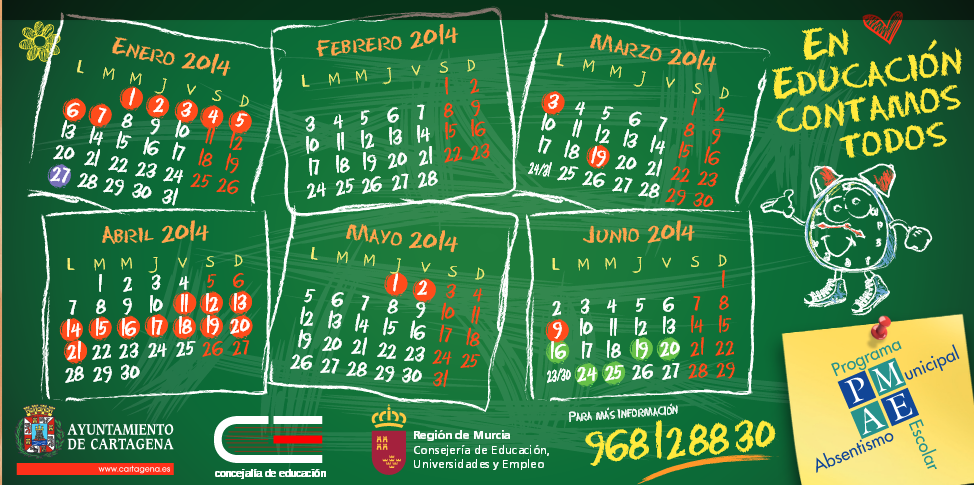 Calendario escolar murcia 2014
