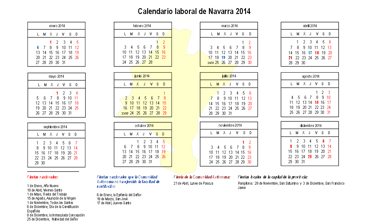 Calendario laboral Navarra 2014