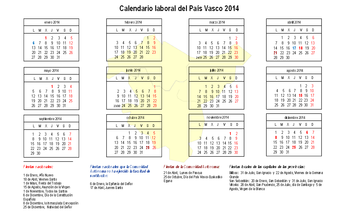 Calendario laboral Pais Vasco 2014