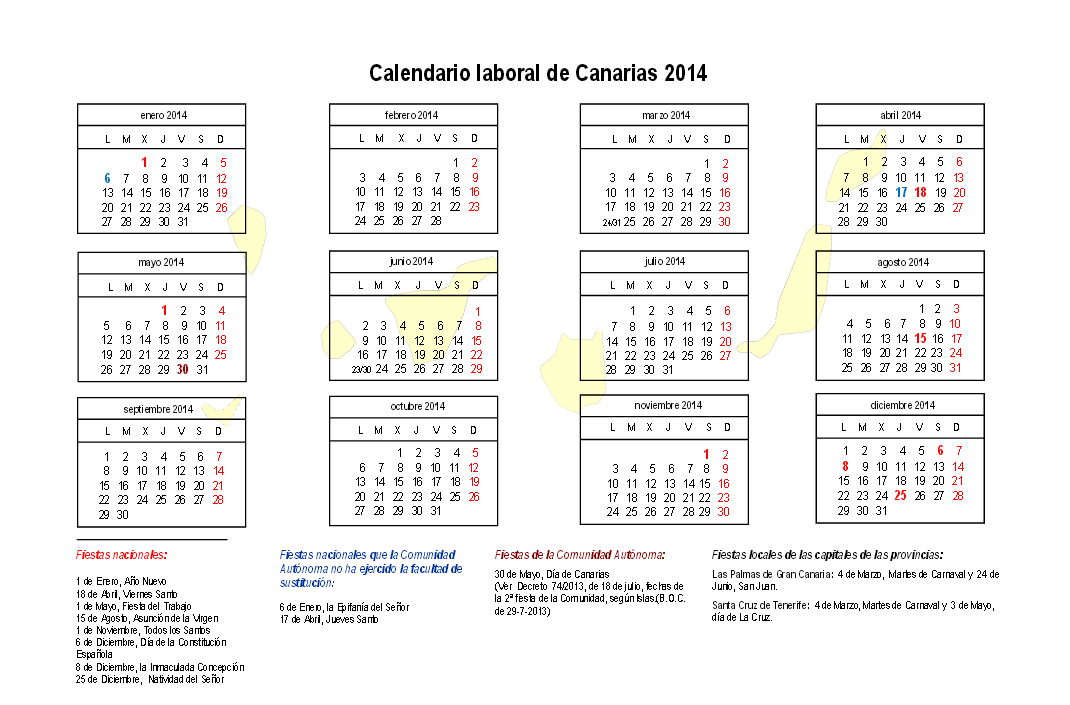 Calendario laboral canarias 2014