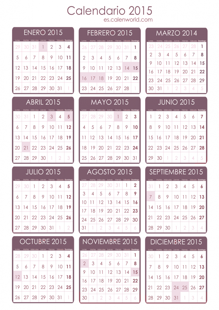 Calendario feriados brasil 2015