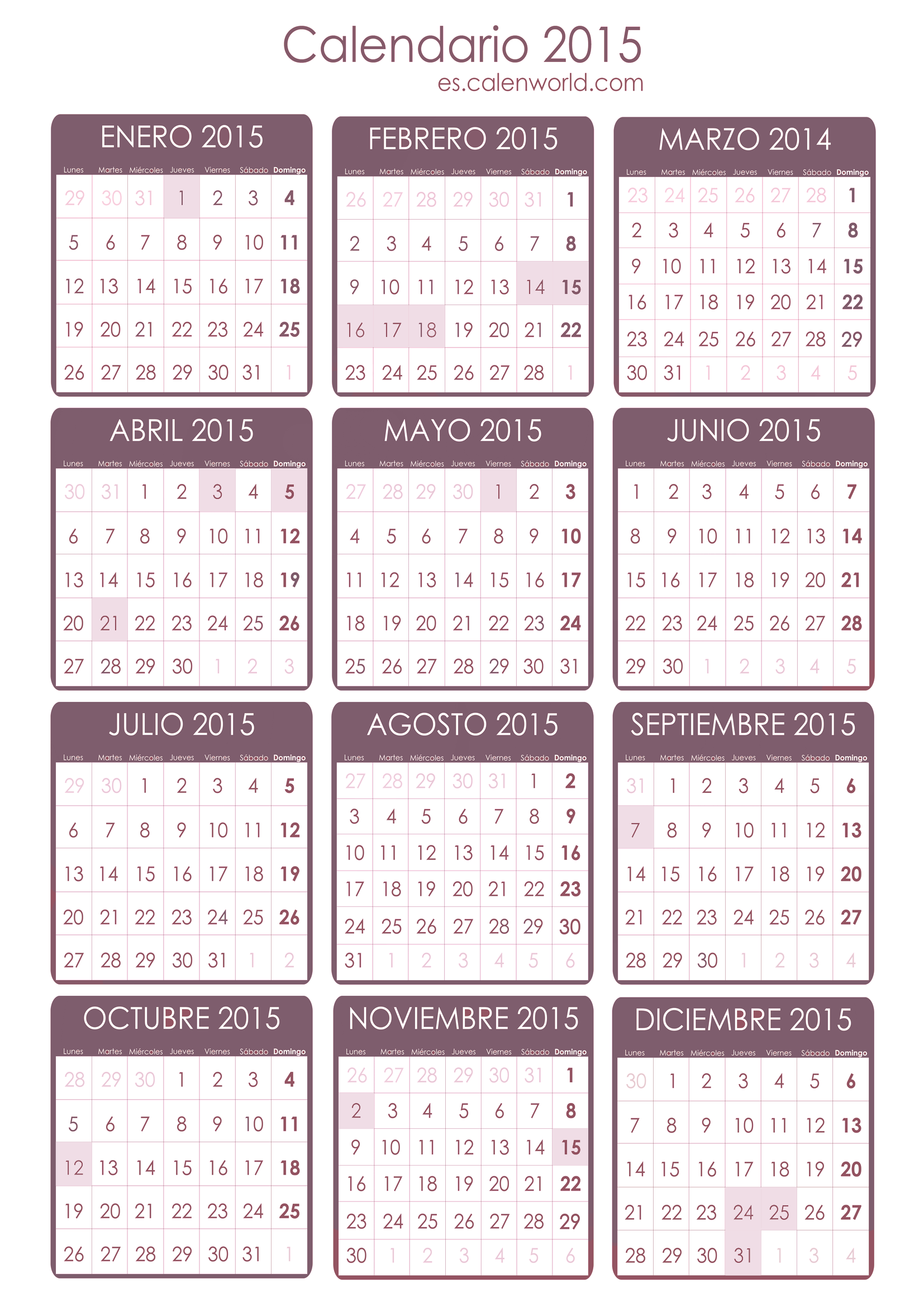 Calendario feriados brasil 2015