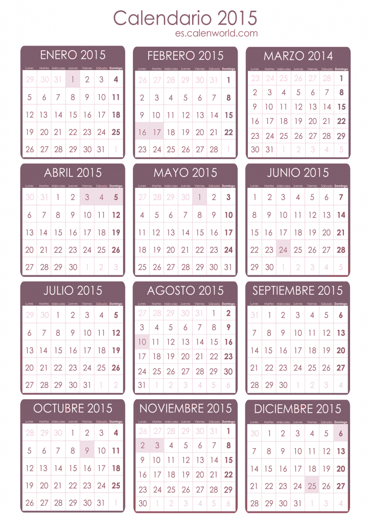 Calendario de feriados Ecuador 2015