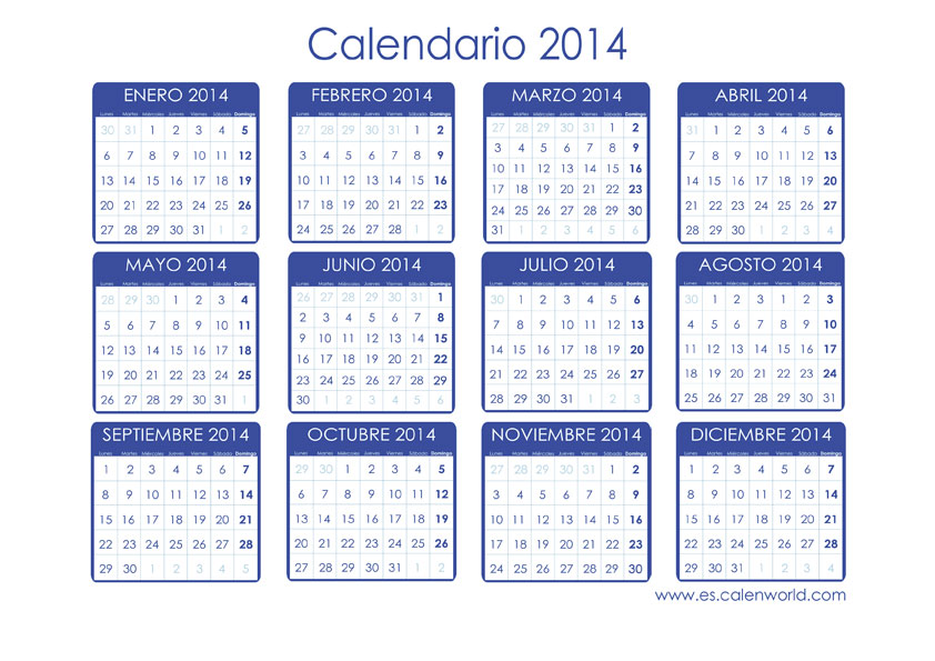 Calendario año 2014