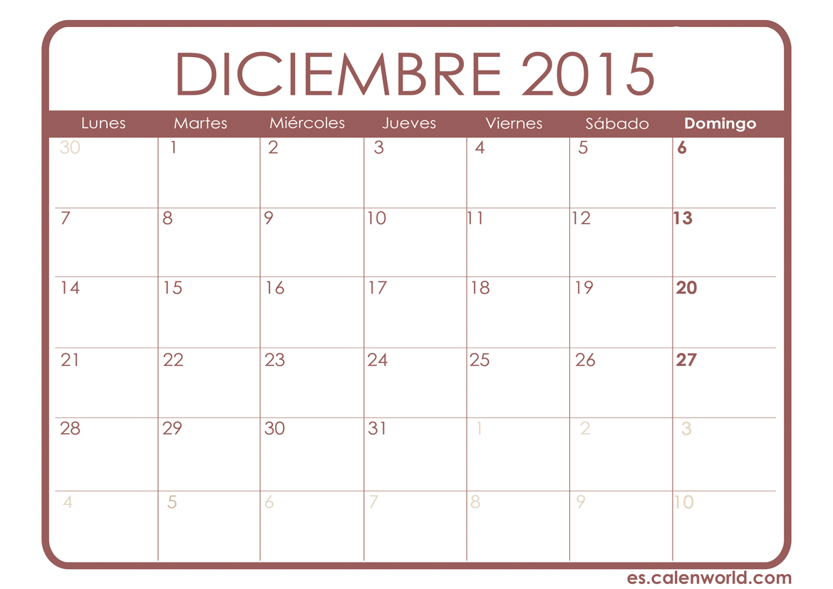 Calendario Diciembre 2015