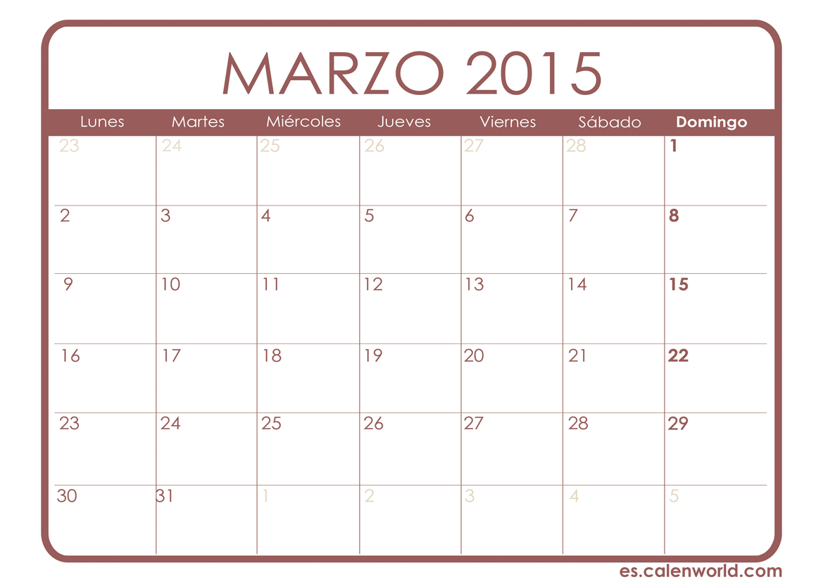 Calendario Marzo 2015