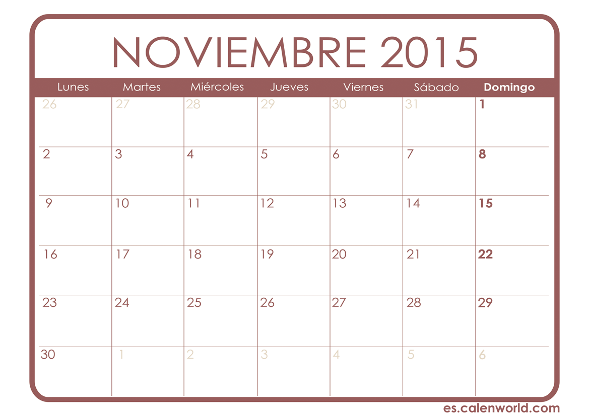 Calendario Noviembre 2015