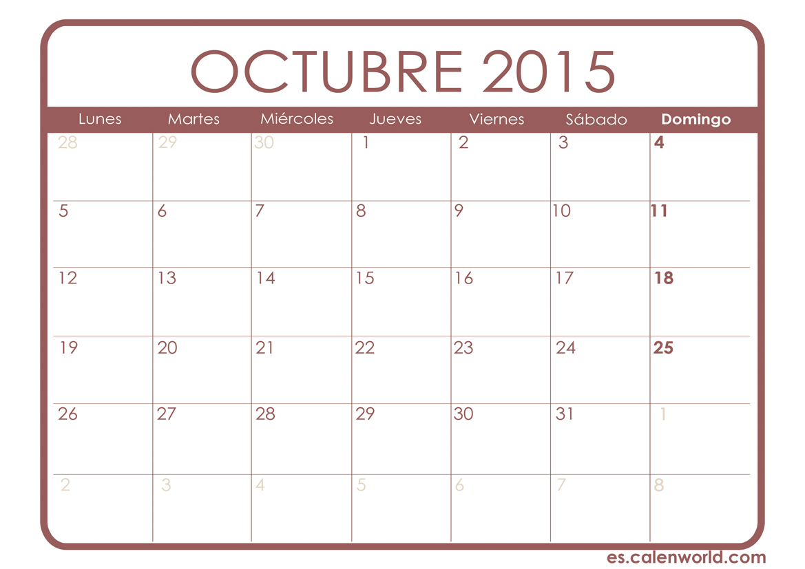 Calendario Octubre 2015