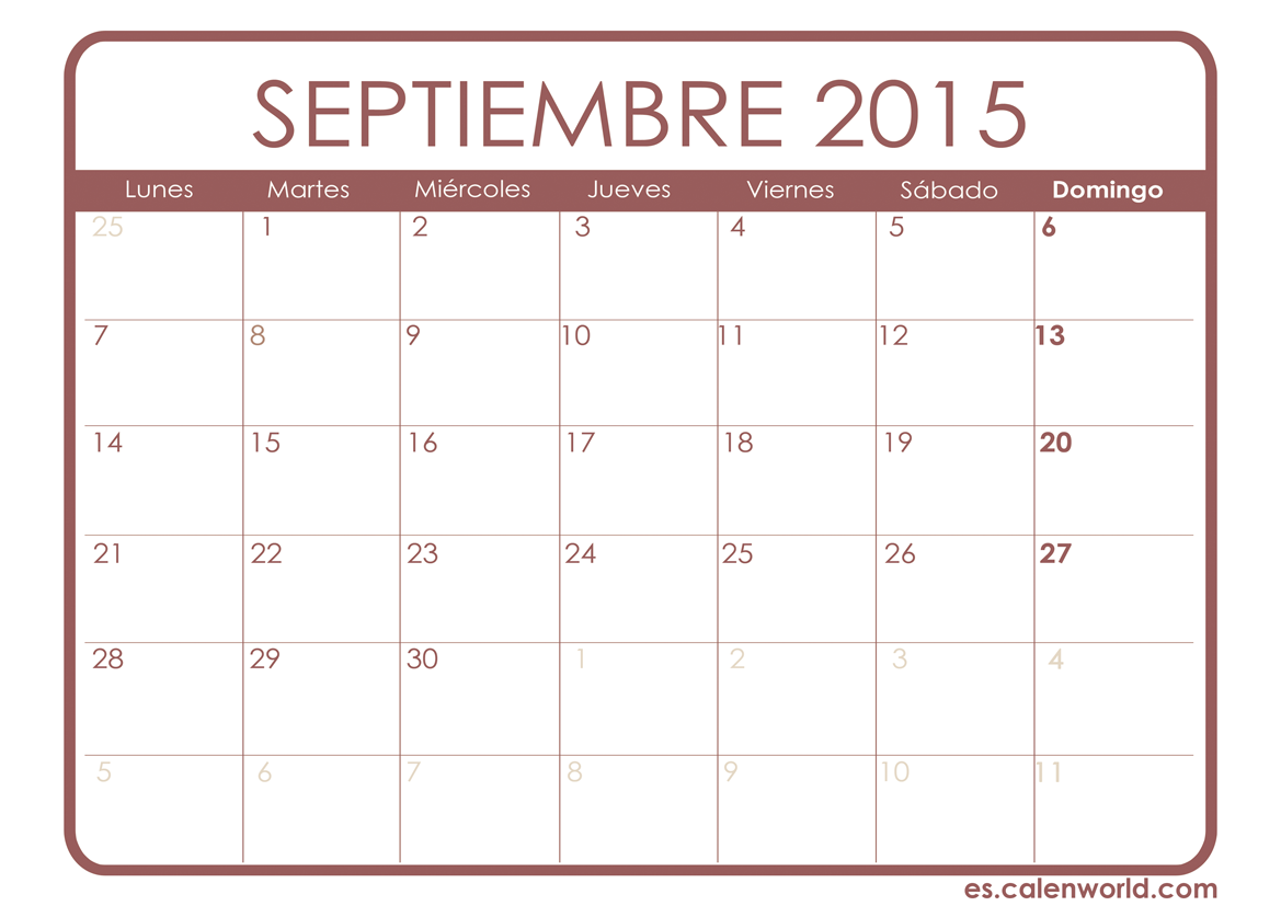 Calendario Septiembre 2015