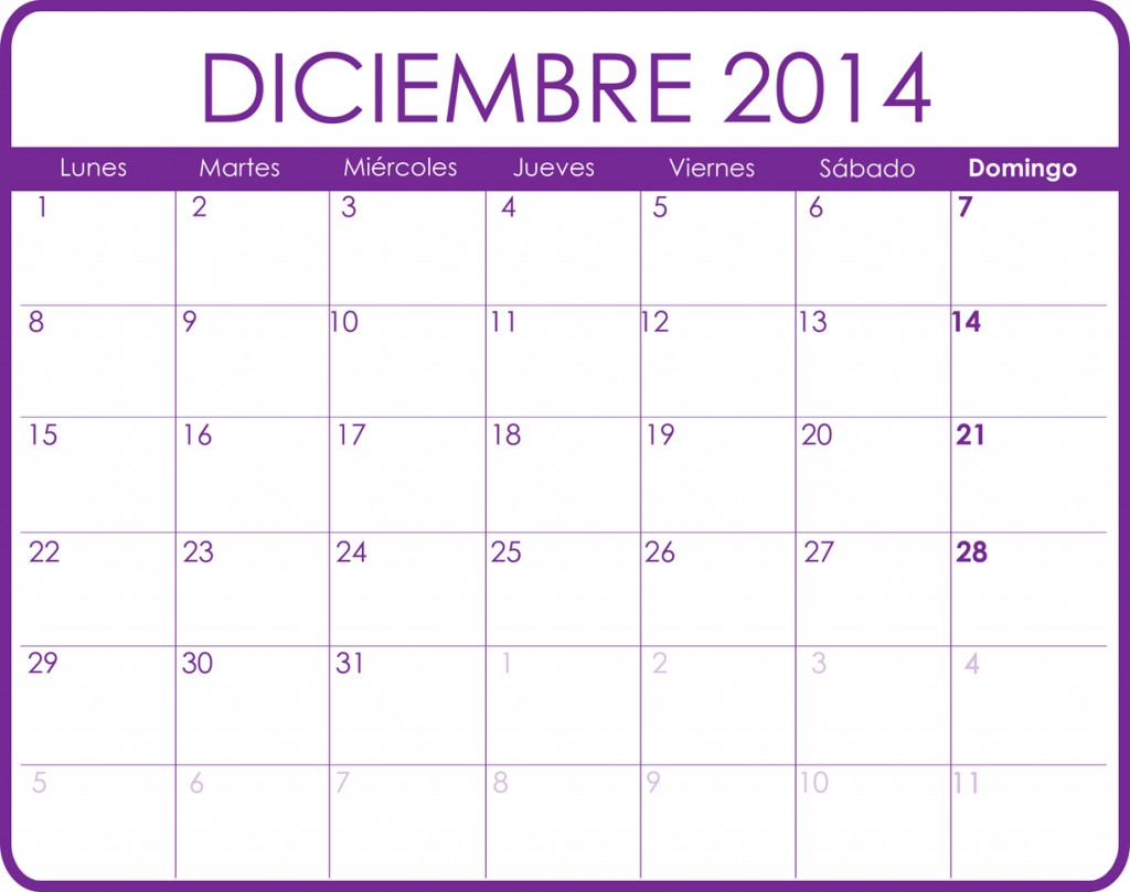Calendario Diciembre 2014