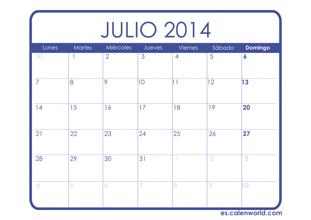Calendario julio 2014
