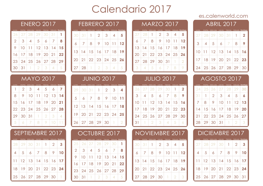 Calendario anual 2017