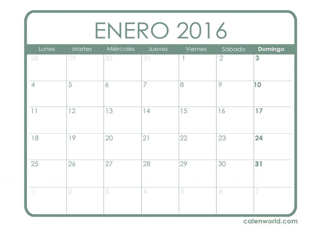 Calendario Enero 2016