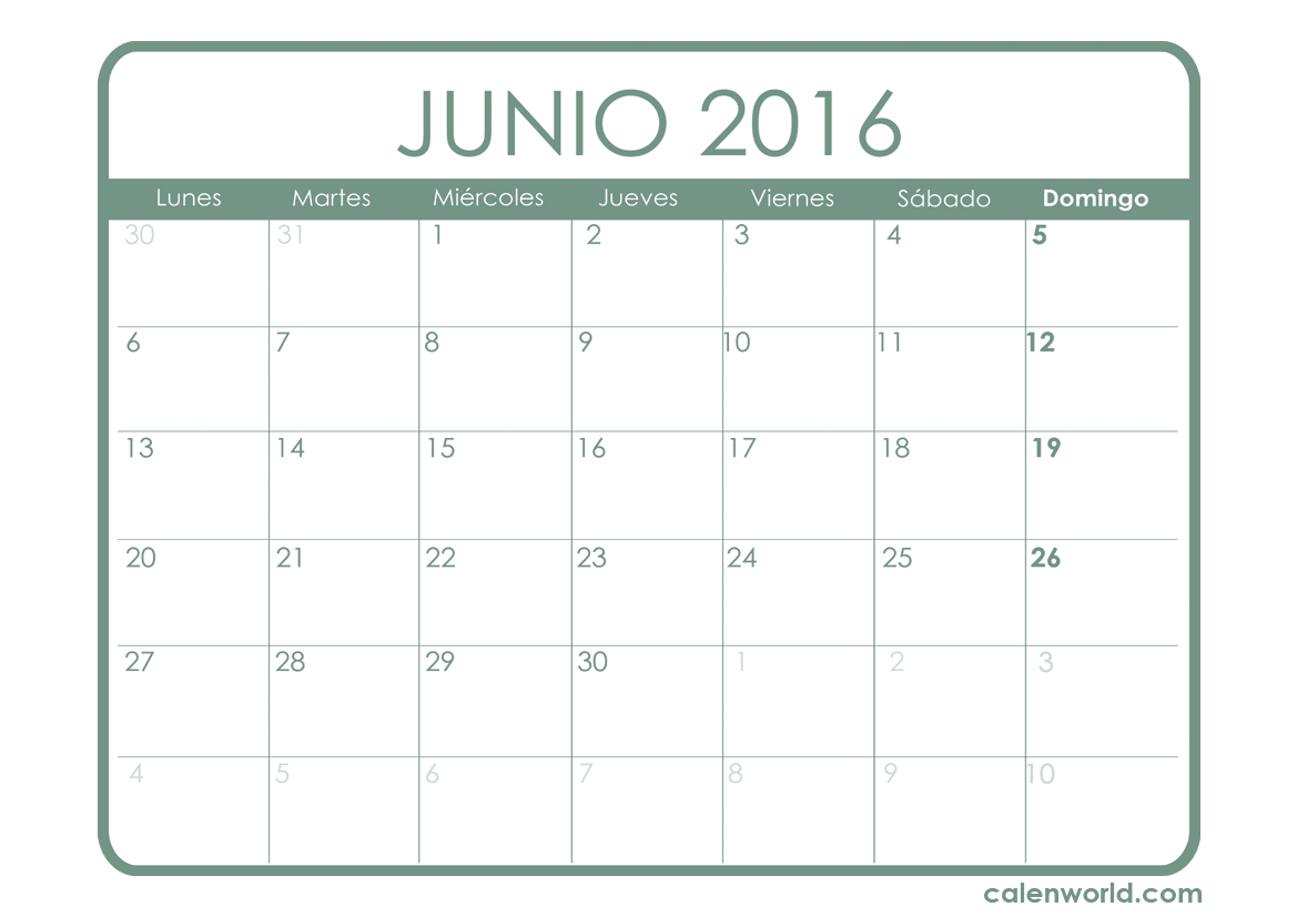 Calendario Junio 2016