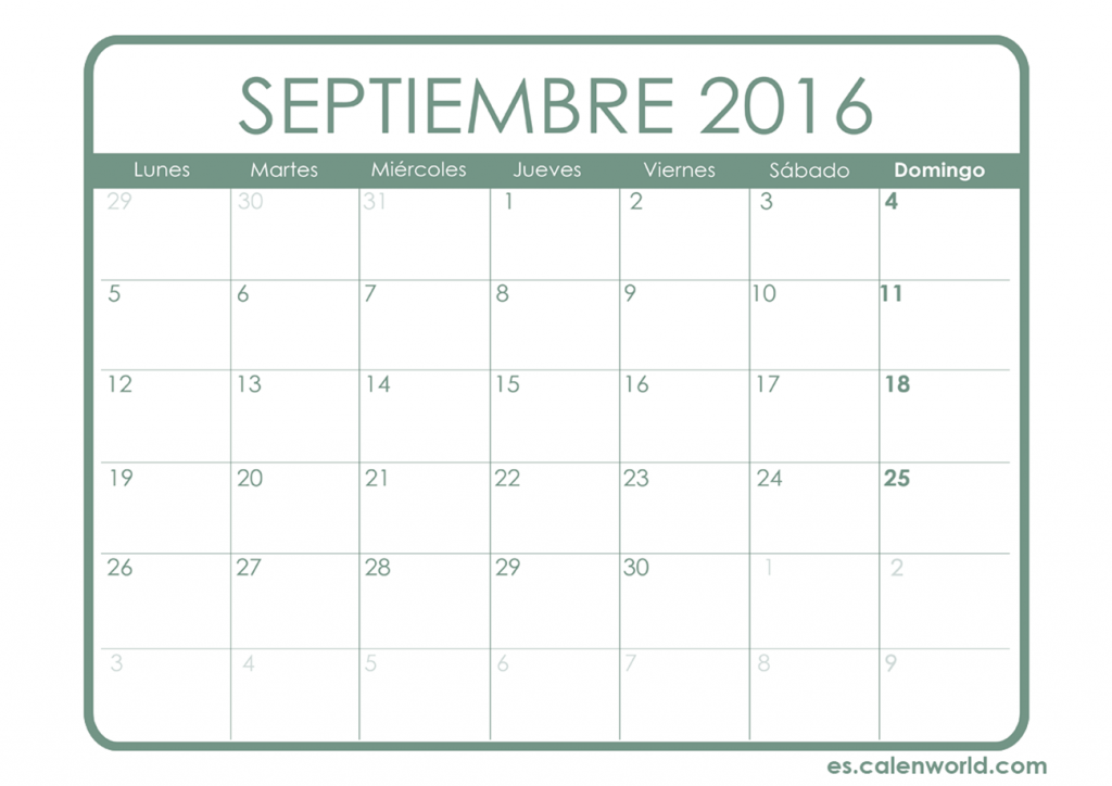 Calendario Septiembre 2016