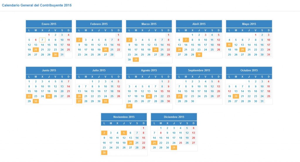 calendario del contribuyente 2015