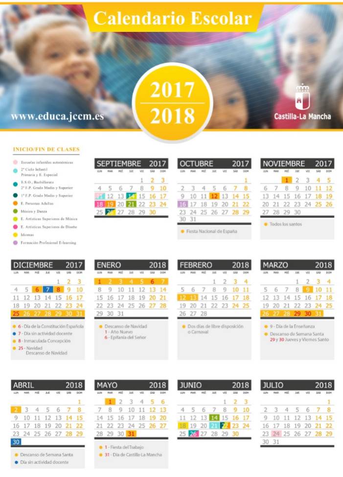 Calendario lectivo 2017-2018 de Castilla La Mancha