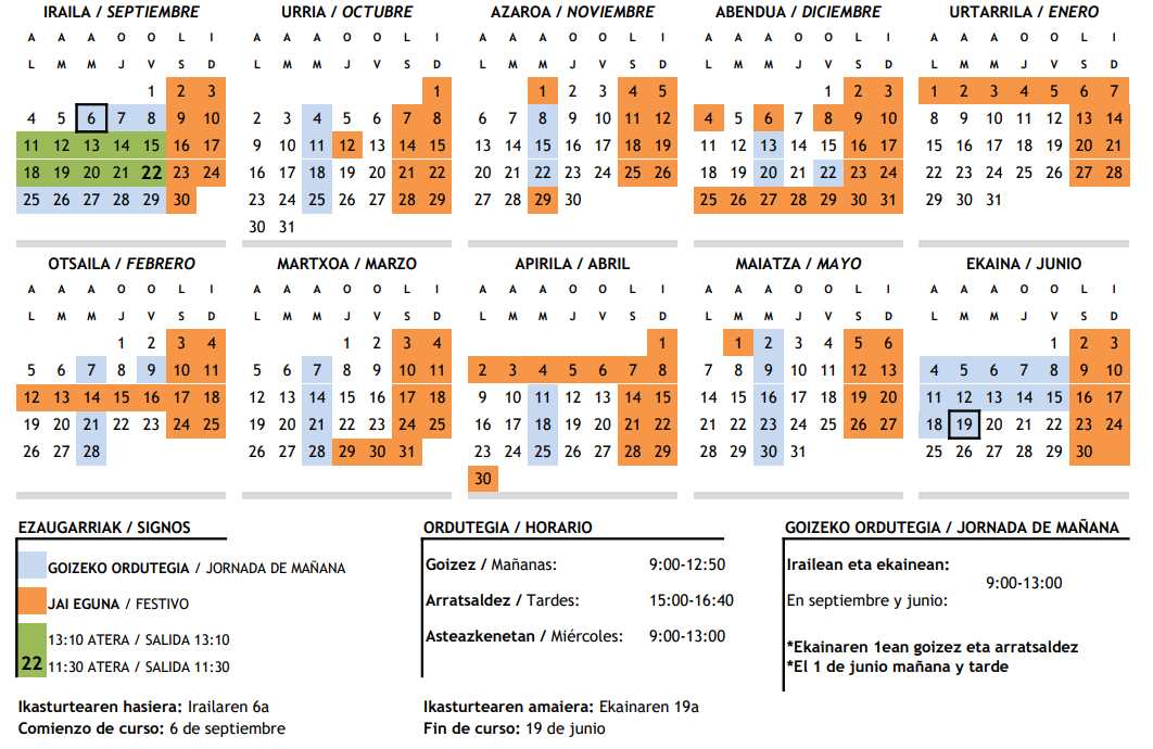 Calendario lectivo 2017-2018 de Navarra