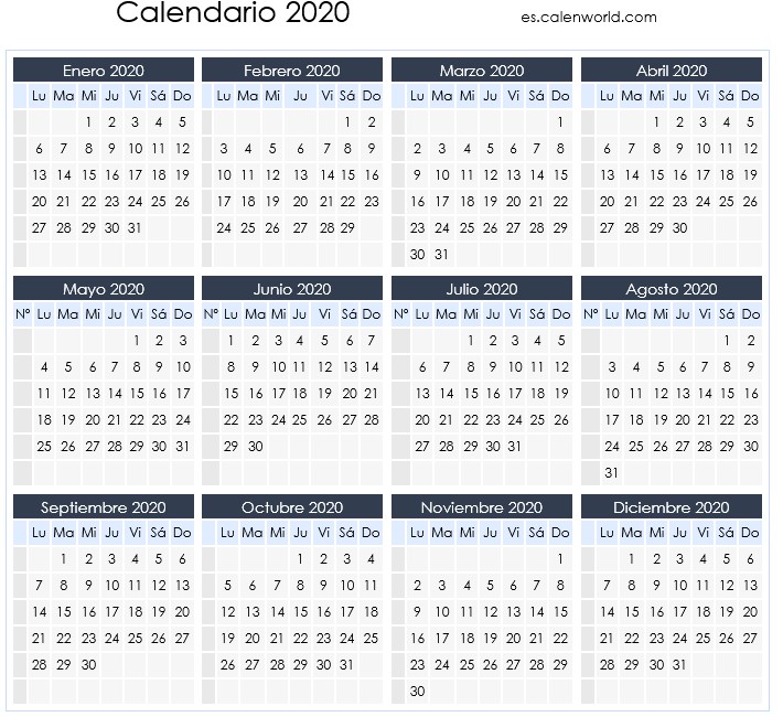 Descargar calendario 2020
