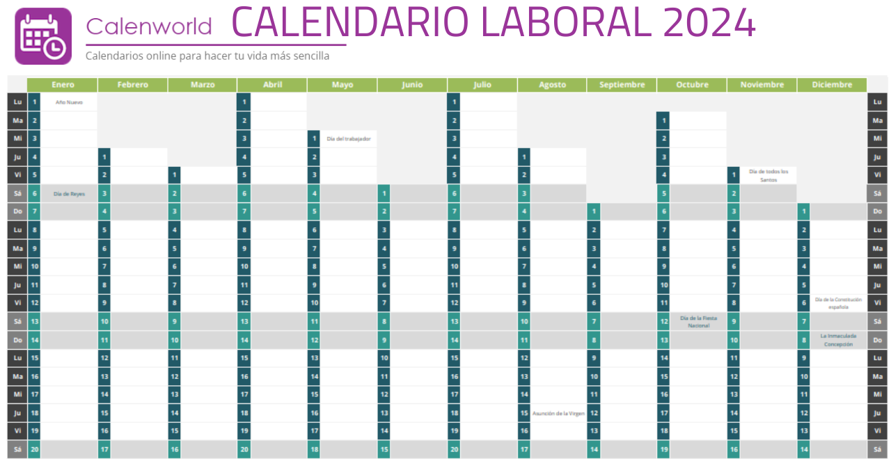 Calendario de trabajo 2024